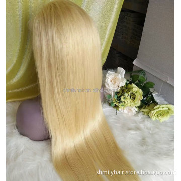 Shmily Virgin Cuticle Aligned Brazilian Frontal Human Hair 613 Blonde Transparent Lace Front Wig With Baby Hair For Black Women